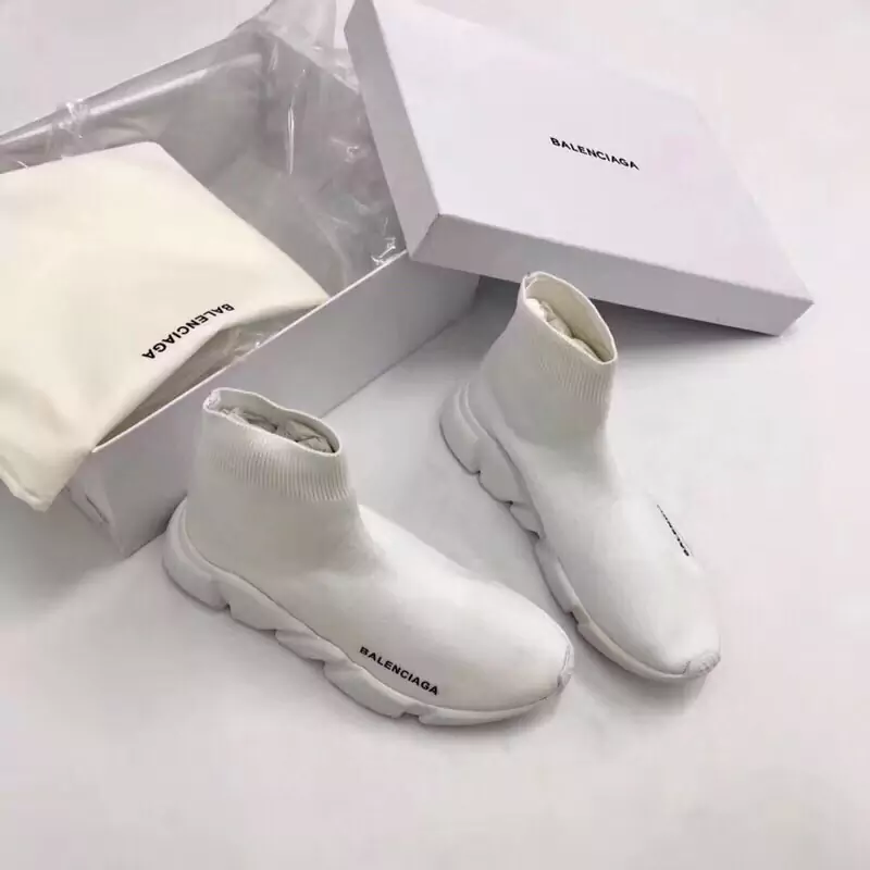 balenciaga metallic knit sock sneakers all white